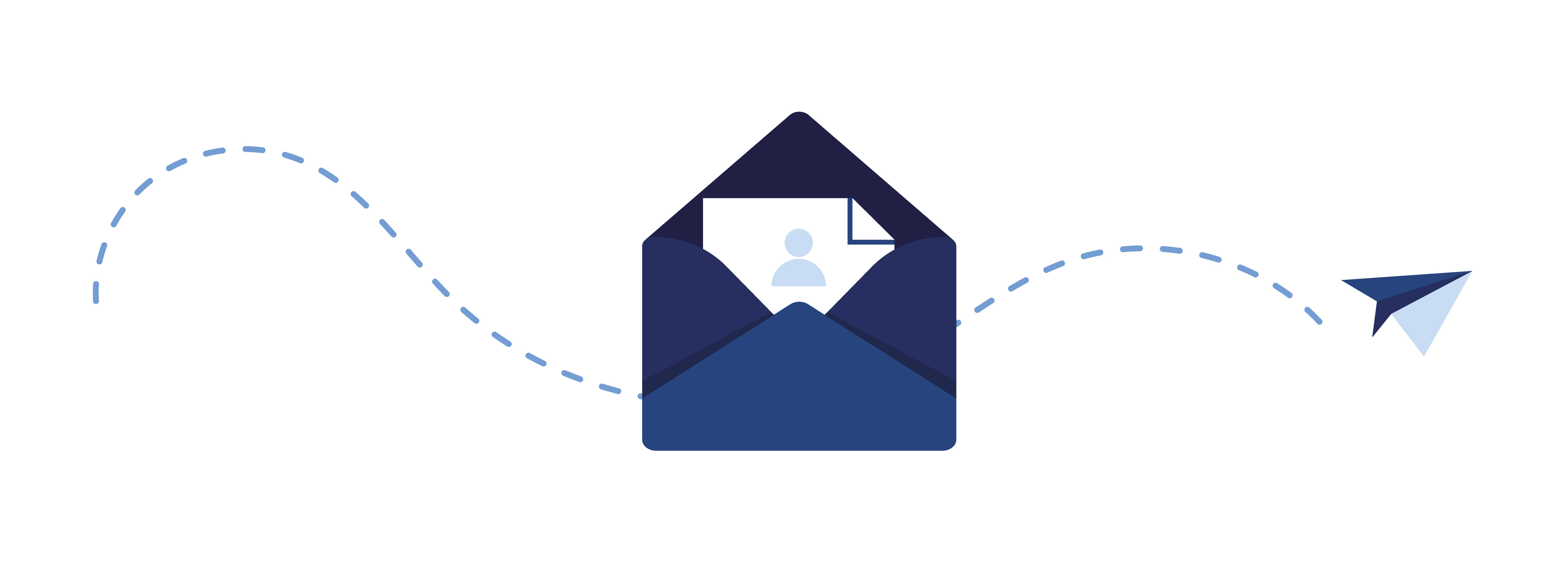 paper airplane flying in front of an open envelope